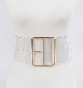 Clear gold oversize buckle