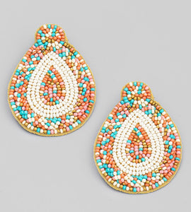 Coral beaded drop earrings