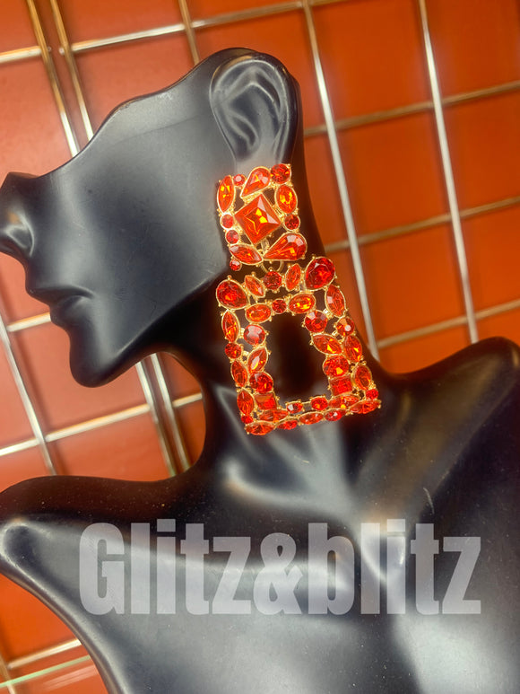 Red rhinestone earrings