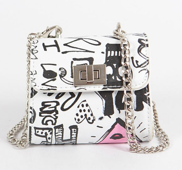 Graphic White Mini handbag